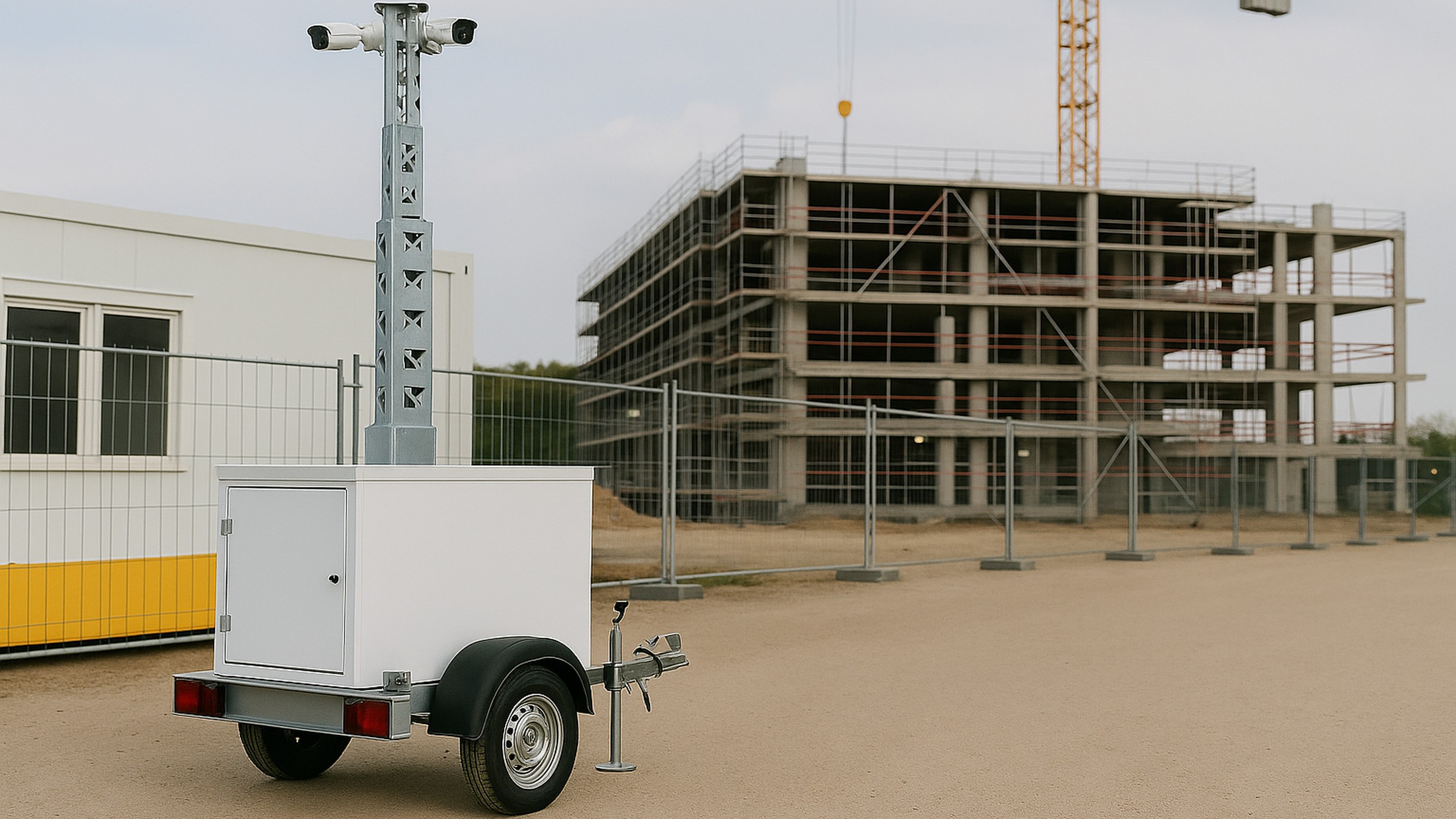 Autoanhänger vor Baustelle